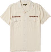 Seager Co Whippersnapper Embroidered Short Sleeve Linen Blend Snap-Up Shirt