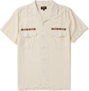 Seager Co Whippersnapper Embroidered Short Sleeve Linen Blend Snap-Up Shirt