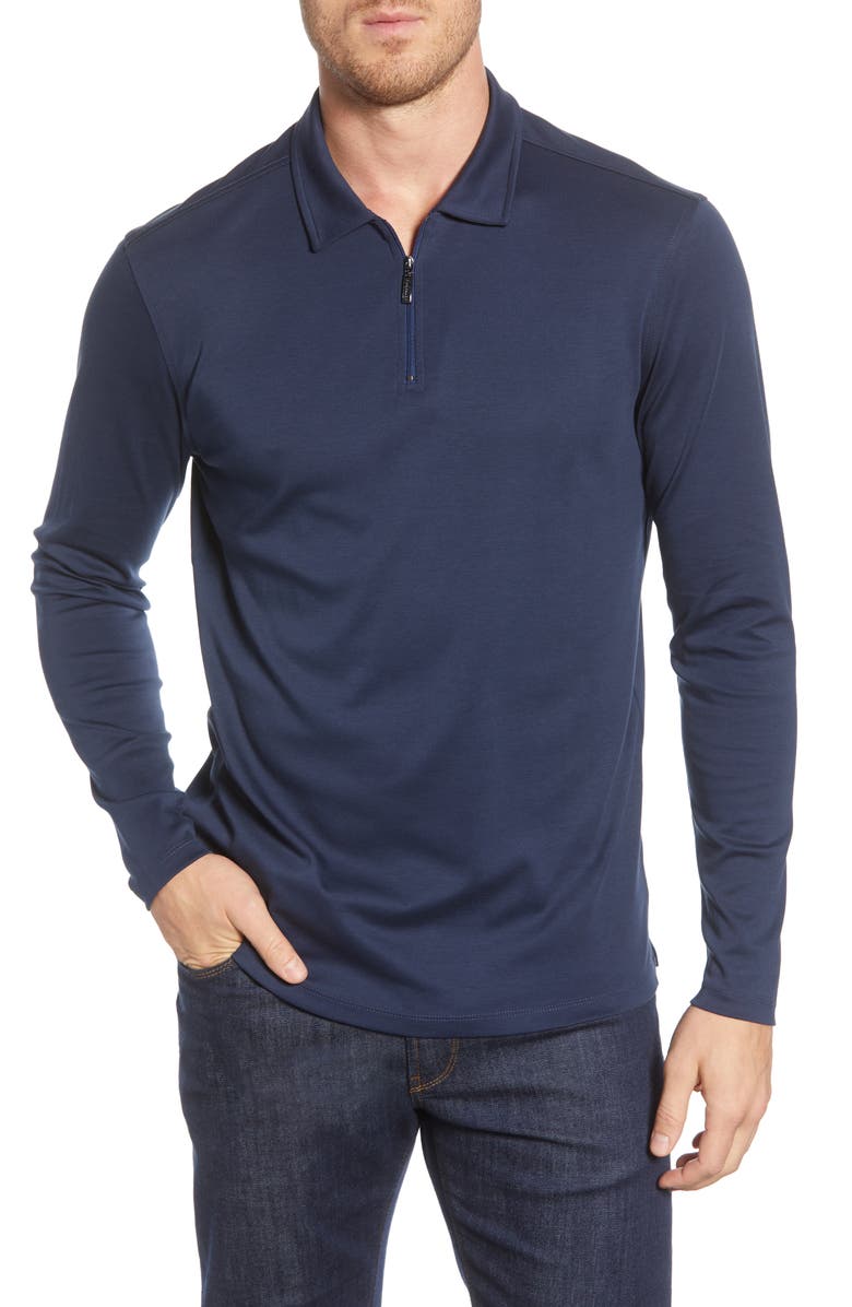 Robert Barakett Georgia Long Sleeve Zip Polo, Main, color, Blue Night