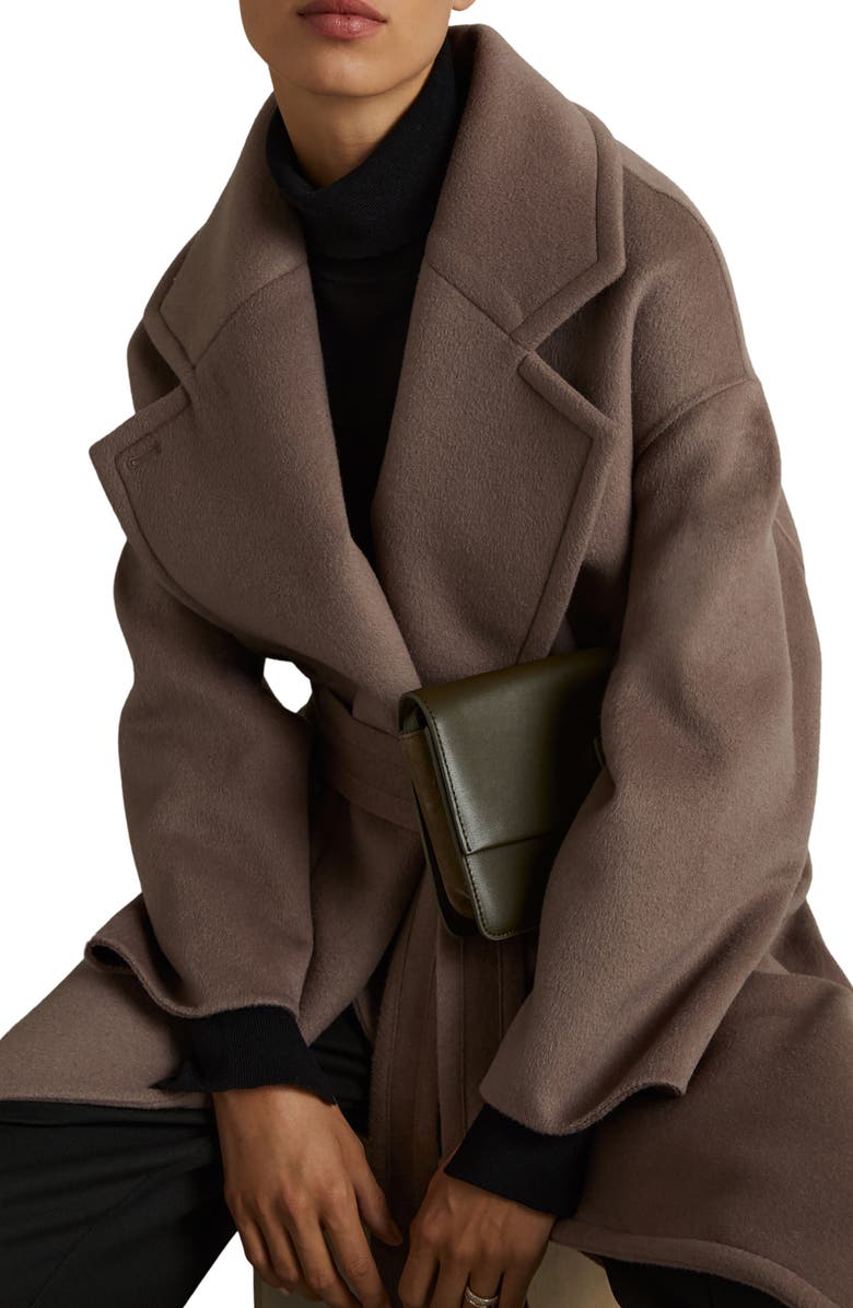 Reiss Bridget Belted Wool Blend Coat, Alternate, color, 