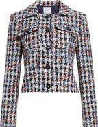 ST. JOHN Americana Houndstooth Eyelash Tweed Jacket