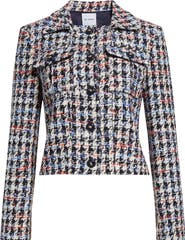ST. JOHN Americana Houndstooth Eyelash Tweed Jacket