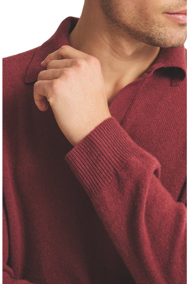 Lightweight Cashmere Relaxed Polo, Alternate, color, Brick Red