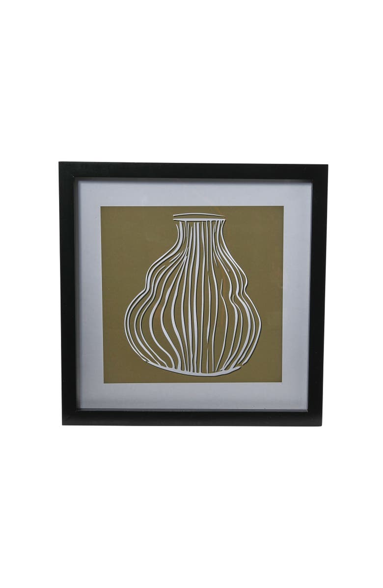 Storied Home Wood Framed Glass Wall Décor with Vase Print, Main, color, 
