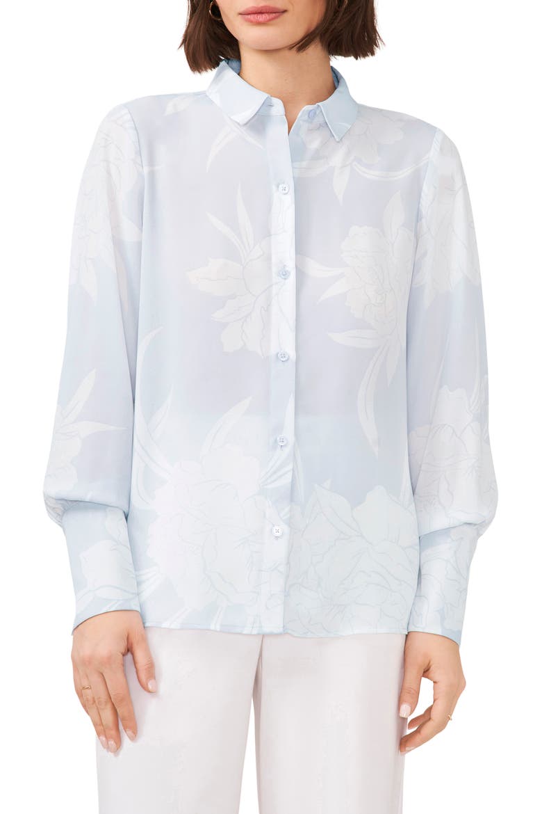 Solid Button-Up Shirt, Main, color, BLOOMING BLUE