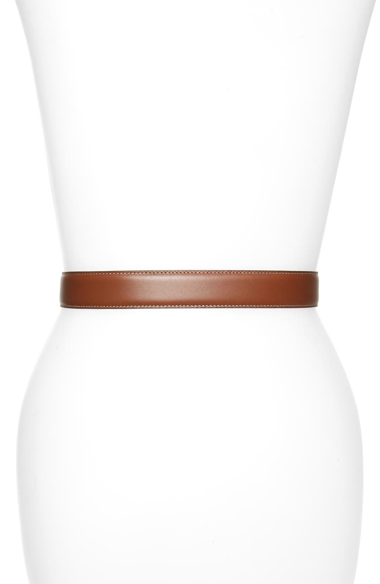 Burberry Topstitch Leather Belt, Alternate, color,
