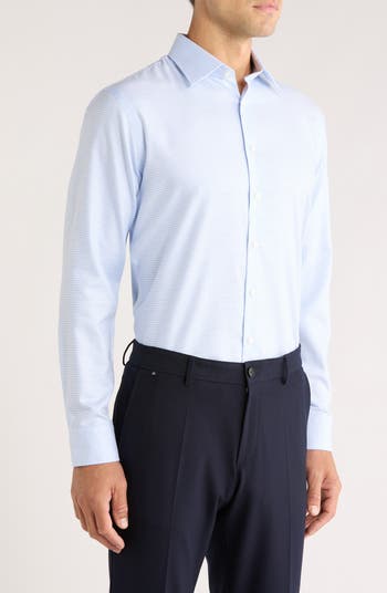 Trim Fit Microcheck Premium Non Iron Cotton Button-Up Shirt