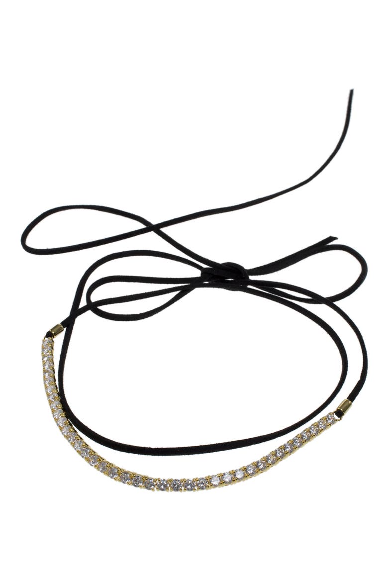 Cubic Zirconia Tennis Wrap Choker Necklace, Main, color, CLEAR/GOLD