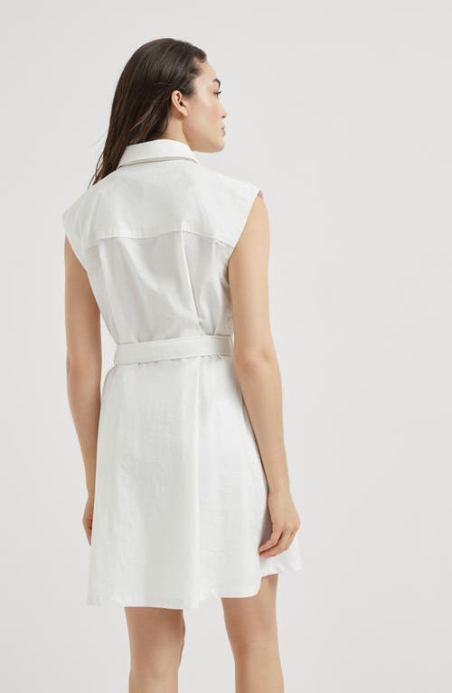 Brunello Cucinelli Mini Chemisier Dress With Monili In White