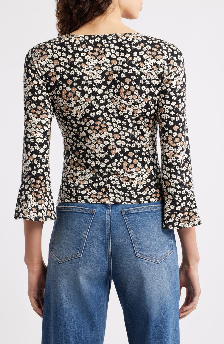 Reformation Effie Floral Print Knit Shirt, Alternate, color, Juno