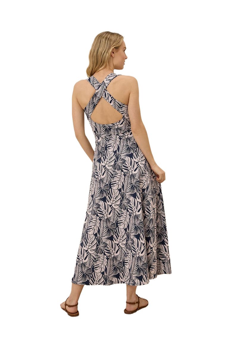 Organic Cotton Fit & Flare Open Back Maxi Dress, Alternate, color, Midnight Blue Palms