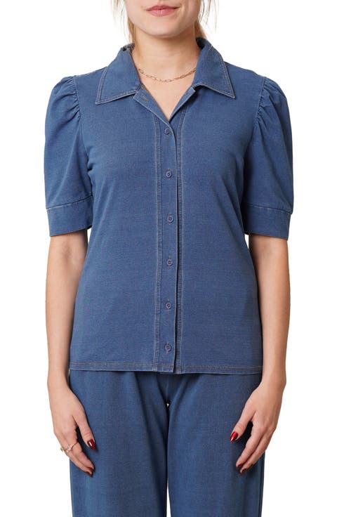 Puff Sleeve Button-Up Shirt