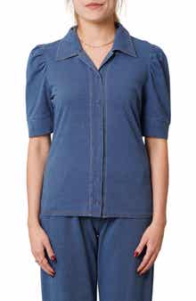 Puff Sleeve Button-Up Shirt