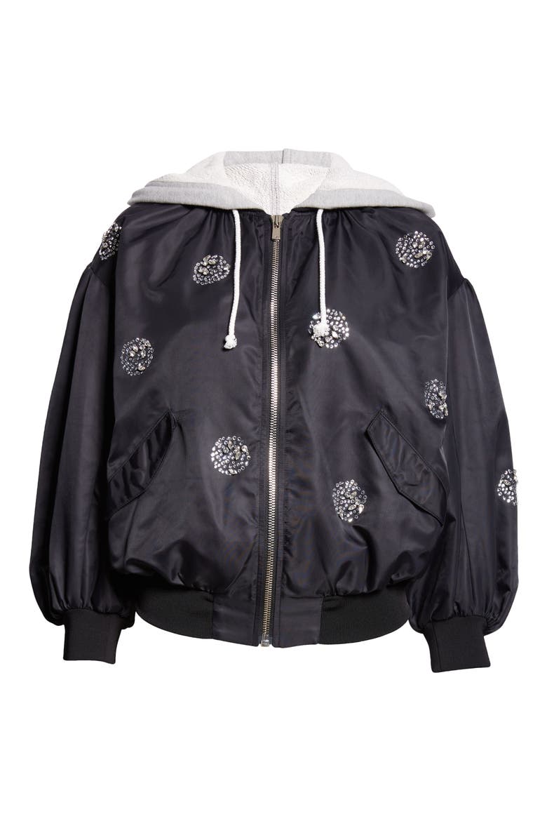 Ollie Rhinestone Detail Hooded Jacket, Alternate, color, BLACK/ SILVER