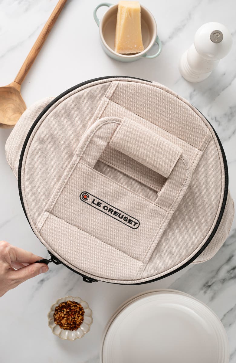 Le Creuset Round Dutch Oven Tote Bag, Alternate, color, Beige