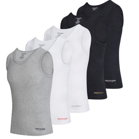 Lightweight Tank Tops for Men, 5 Pack Classic Ribbed Cotton Mens Undershirts