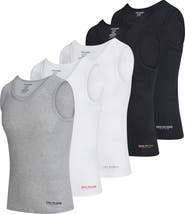 True Religion Lightweight Tank Tops for Men, 5 Pack Classic Ribbed Cotton Mens Undershirts