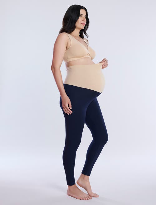 Motherhood Maternity Secret Fit Over The Belly Coated Full Length Legging In Navy
