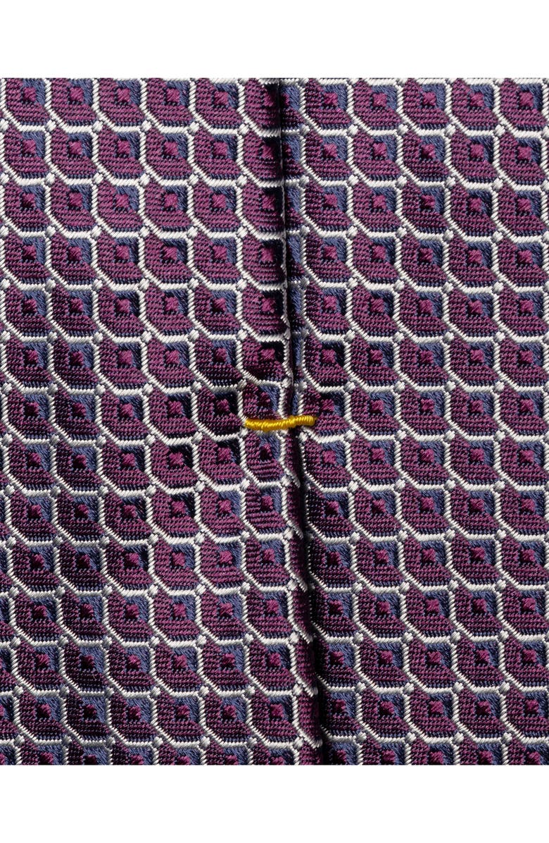 Eton Geometric Jacquard Silk Tie, Alternate, color, Dark Purple