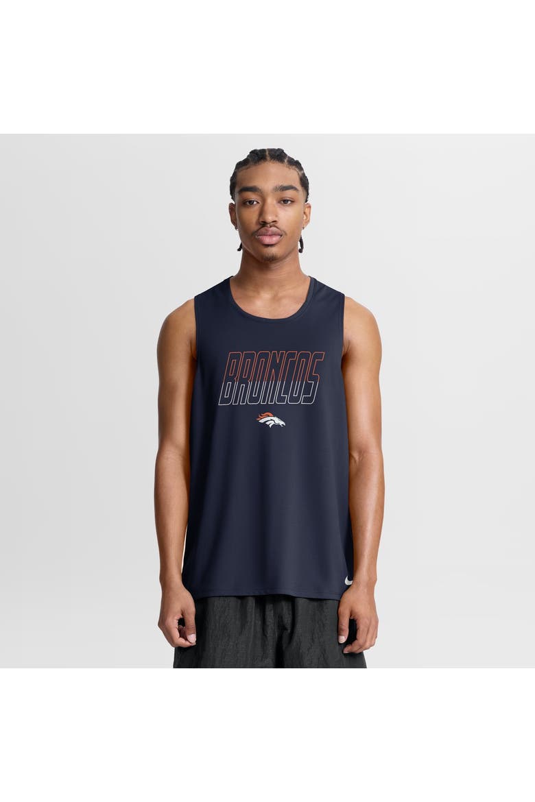 Men's Nike Navy Denver Broncos Kickoff Miler Dri-FIT Tank​ Top, Main, color, Navy