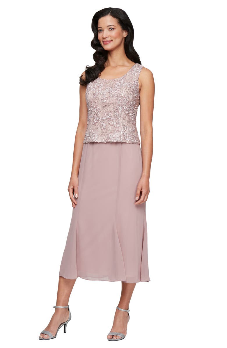 Alex Evenings Mixed Media Sequin Soutache Lace Cocktail Dress with Jacket, Alternate, color, 