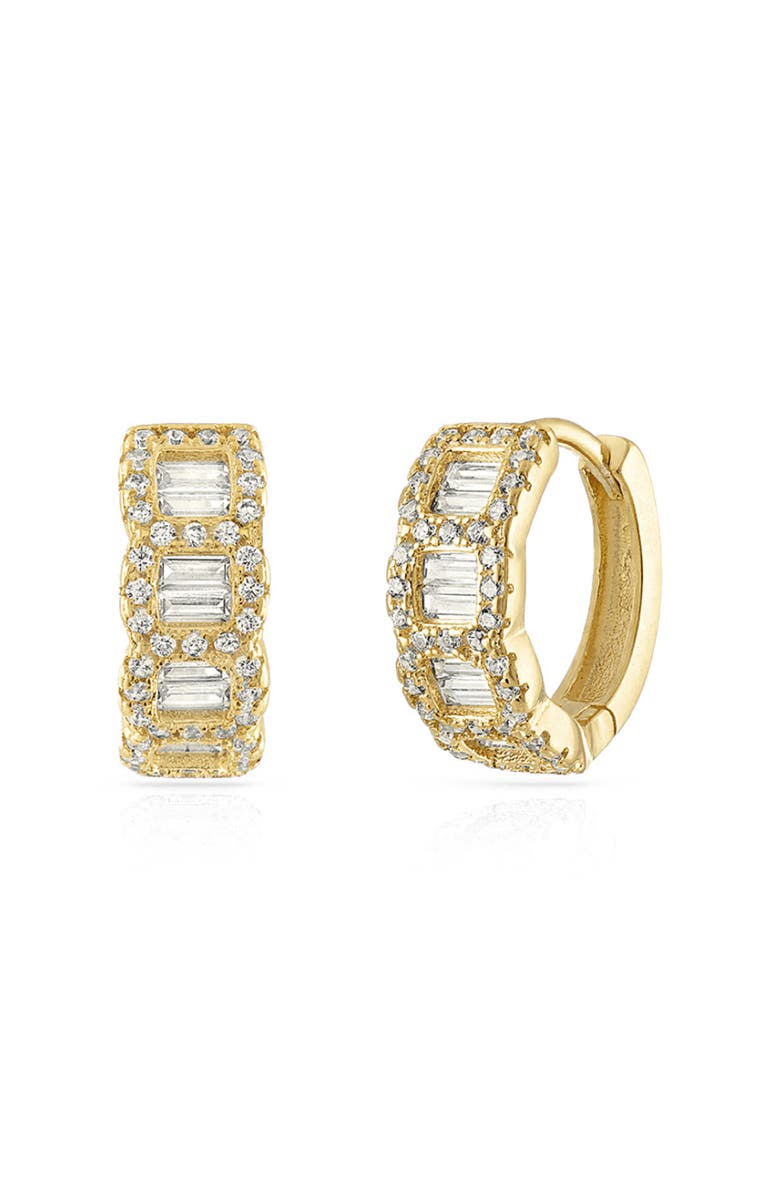 BEN ONI Baguette and Pave CZ Huggie Hoops, Main, color,