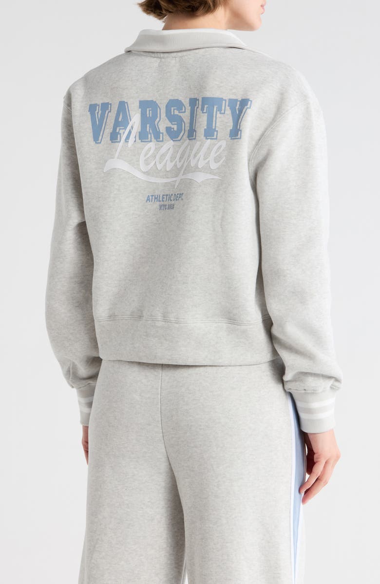 YOGALICIOUS The Varsity Fleece Half Zip Pullover, Alternate, color, Heather Grey