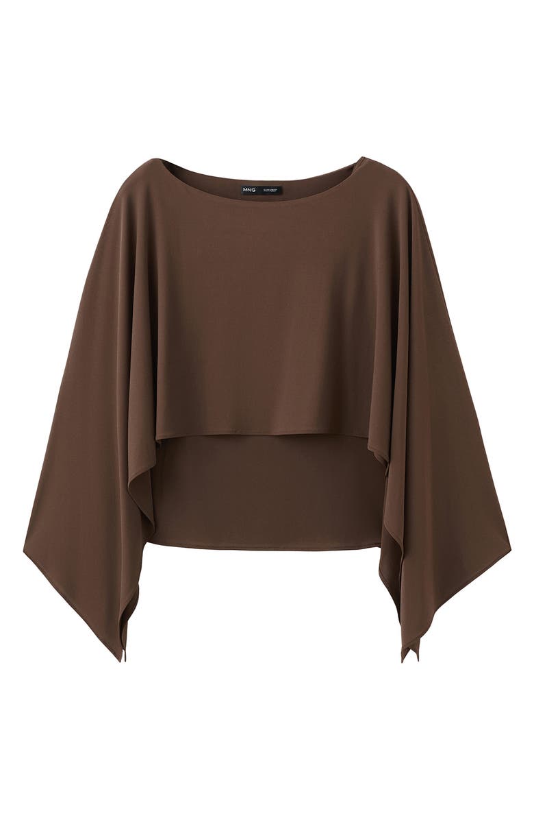 MANGO Blusa Lina Cape Top, Main, color, Brown