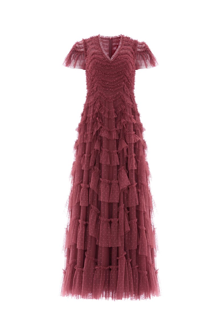 Aviana V-Neck Gown, Alternate, color, Winterberry