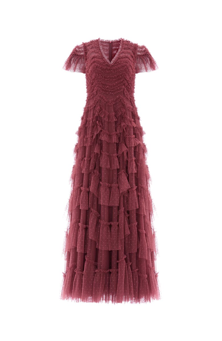 Needle & Thread Aviana V-Neck Gown, Alternate, color, Winterberry