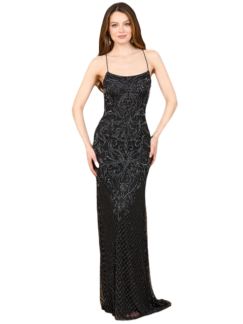 Lace Up Open Back Beaded Dress