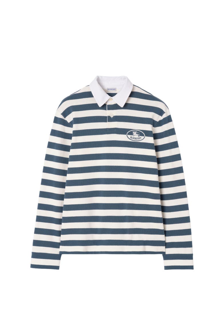 Knight Stamp Cotton Rugby Shirt, Alternate, color, Nickel blue/cotton white