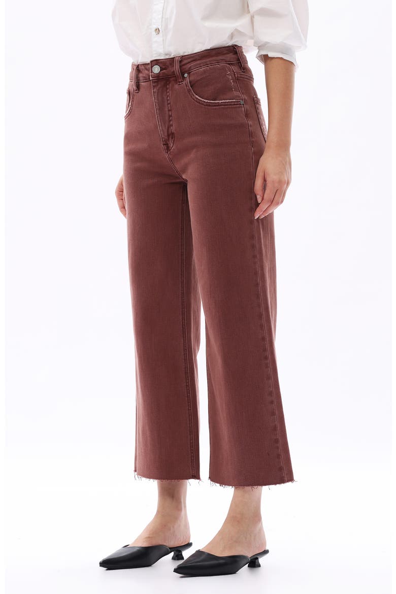High Waist Raw Hem Wide Leg Jeans, Alternate, color, CAPPUCCINO