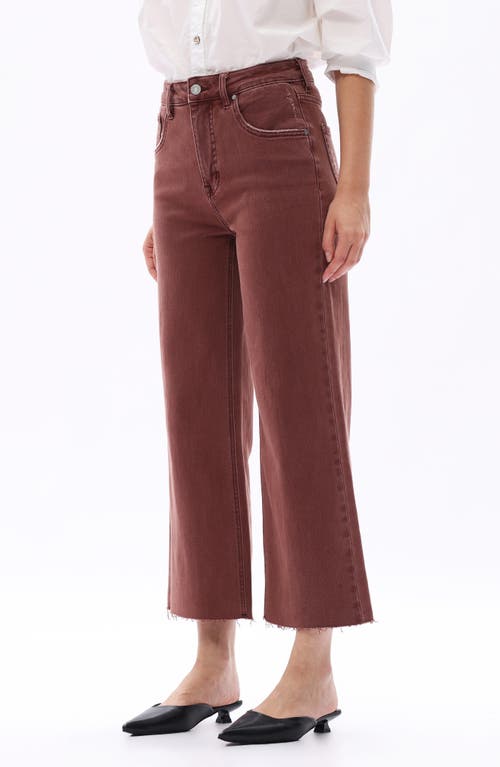 Bayeas High Waist Raw Hem Wide Leg Jeans In Brown
