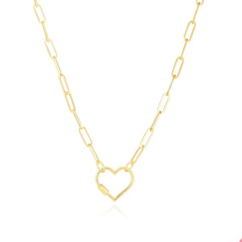 Carabiner Heart Charm Holder Necklace