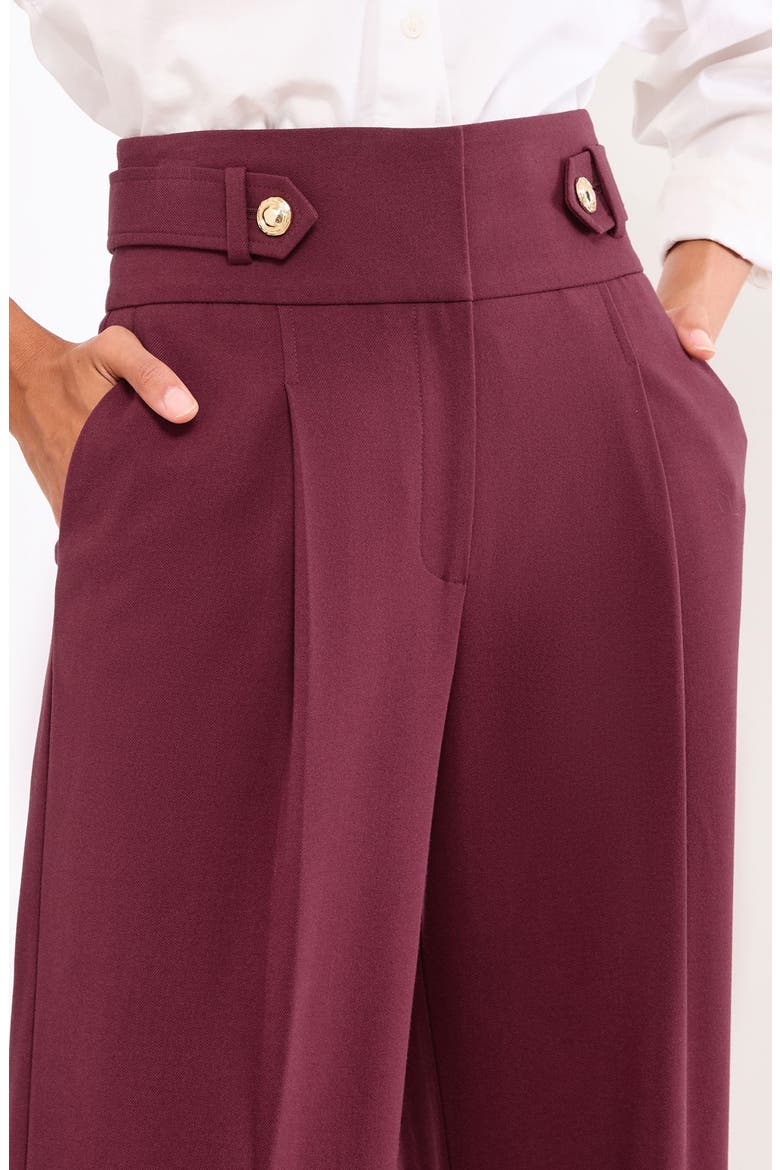 Button Detail Wide Leg Pants, Alternate, color, BURGUNDY