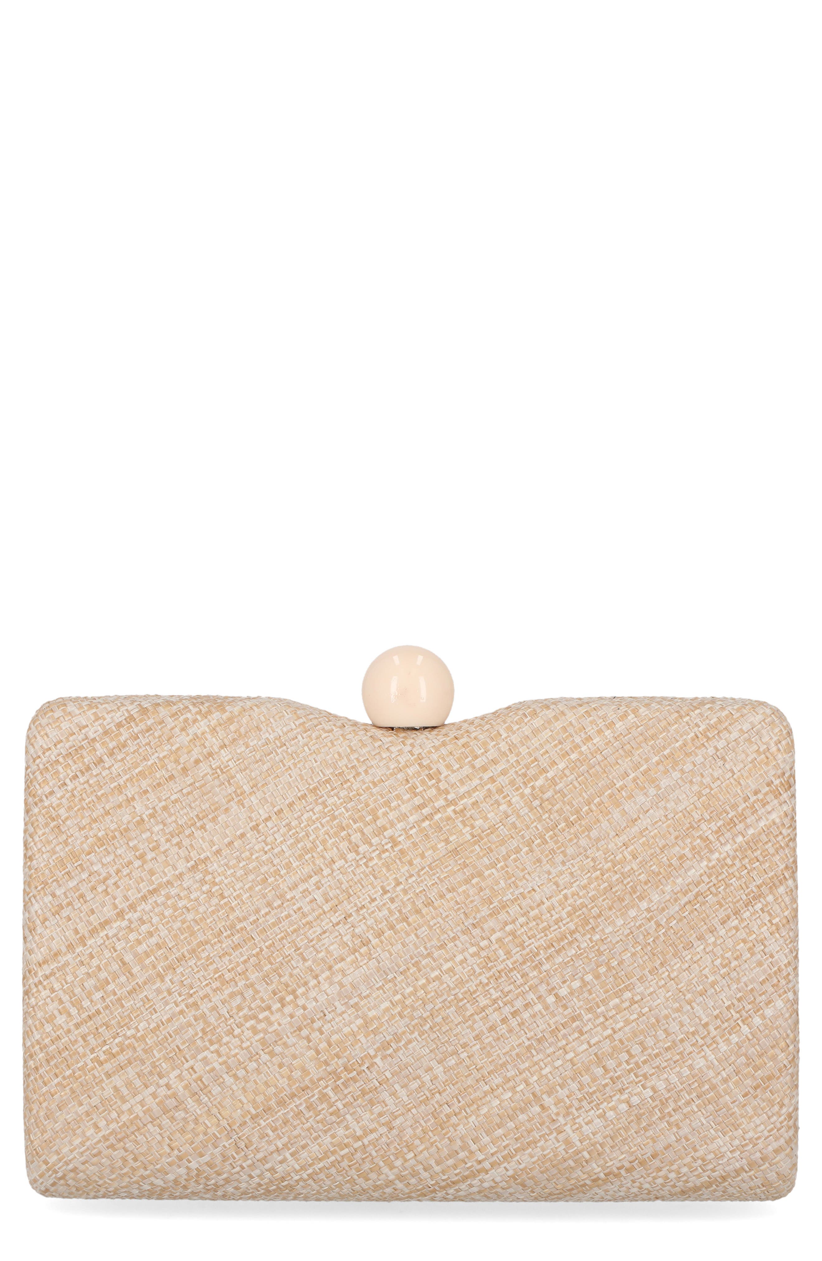 Jessica McClintock Evalee Raffia Frame Clutch, Main, color, 