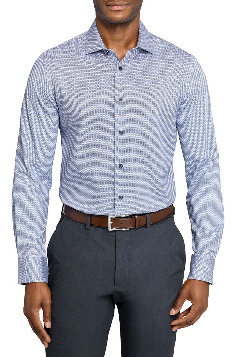 W.R.K Reworked Slim Fit Purple Medallion Print Cotton Dress Shirt, Main, color, White/ Purple