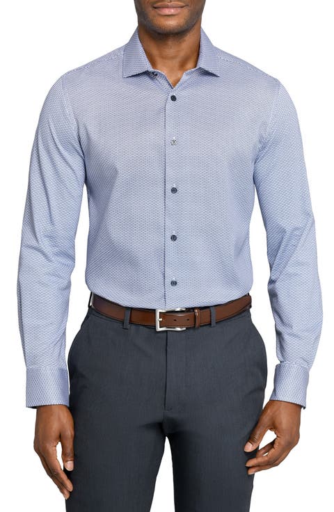 Reworked Slim Fit Purple Medallion Print Cotton Dress Shirt (Regular 
Big)