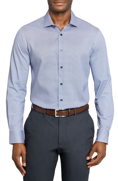 Wrk W.r.k Reworked Slim Fit Purple Medallion Print Cotton Dress Shirt In Blue