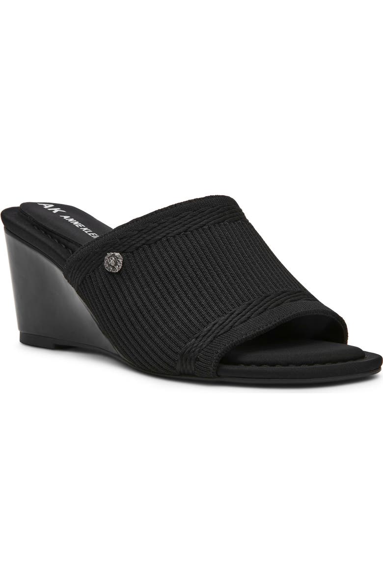 Anne Klein Capley Wedge Sandal, Main, color, Black Knit