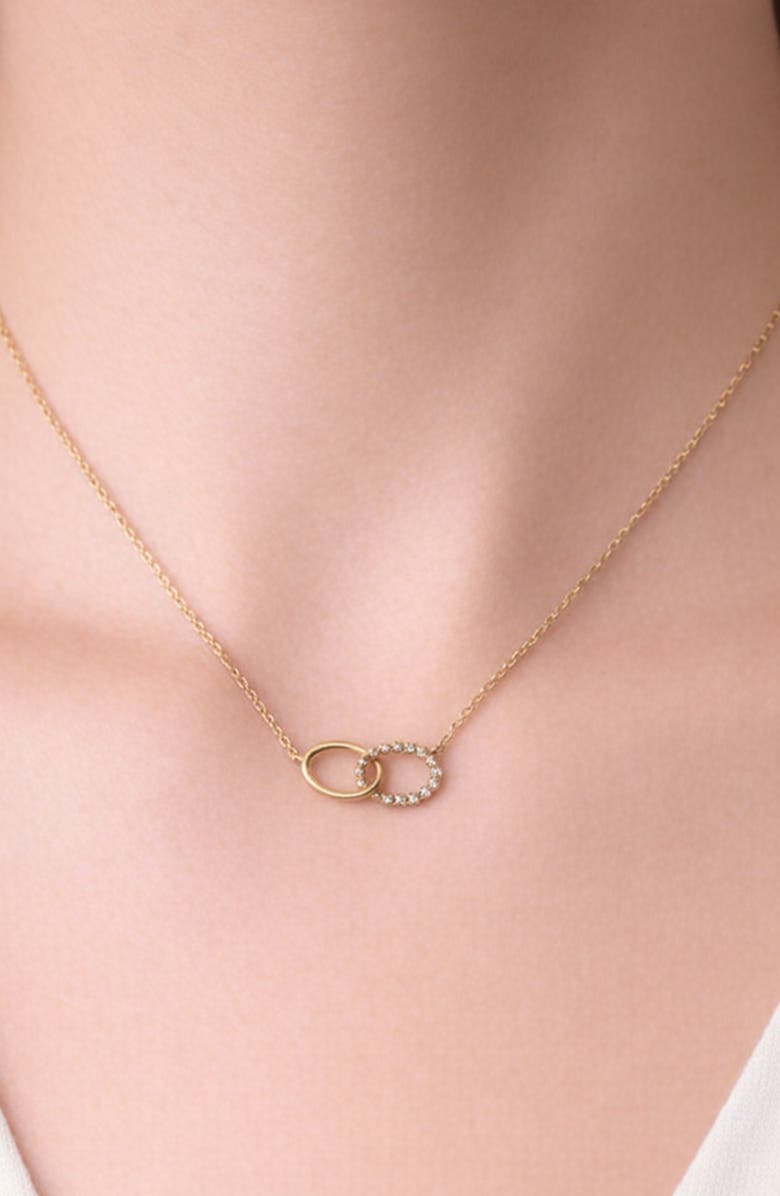 Argento Vivo Sterling Silver Interlock Oval Pendant Necklace, Alternate, color, Gold