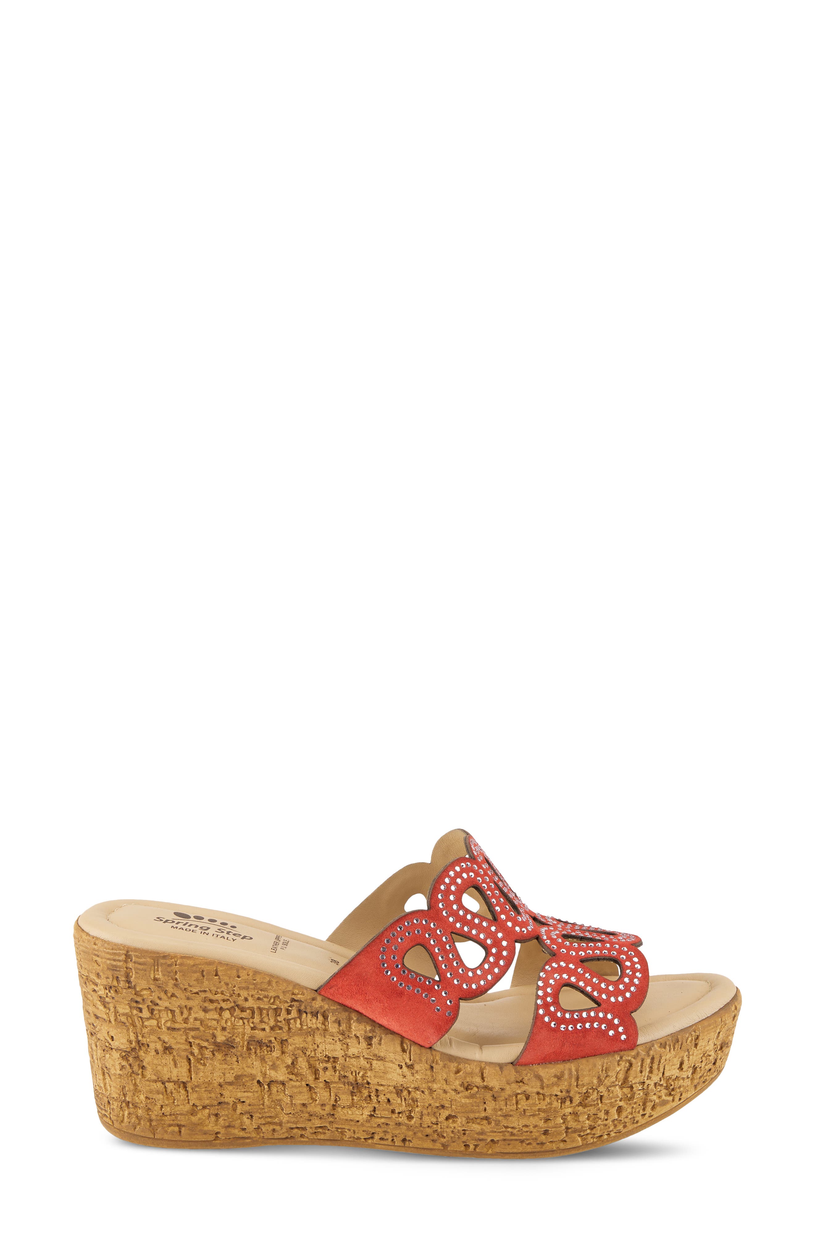 Steamy Crystal Embellished Wedge Sandal, Alternate, color, RED SUEDE
