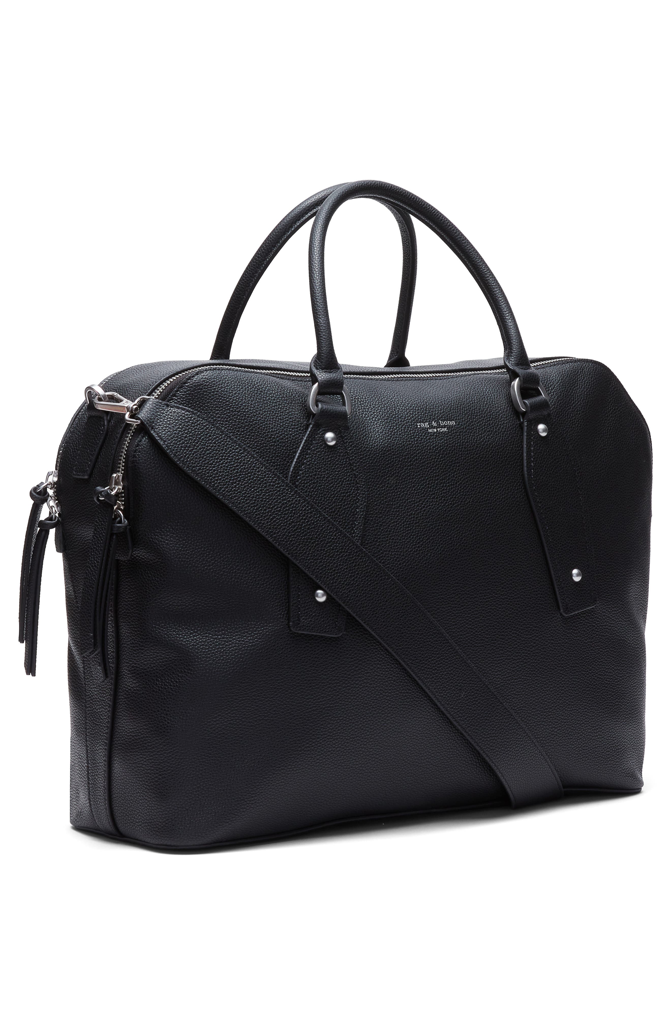rag & bone Large Gramercy Leather Satchel, Alternate, color, Black