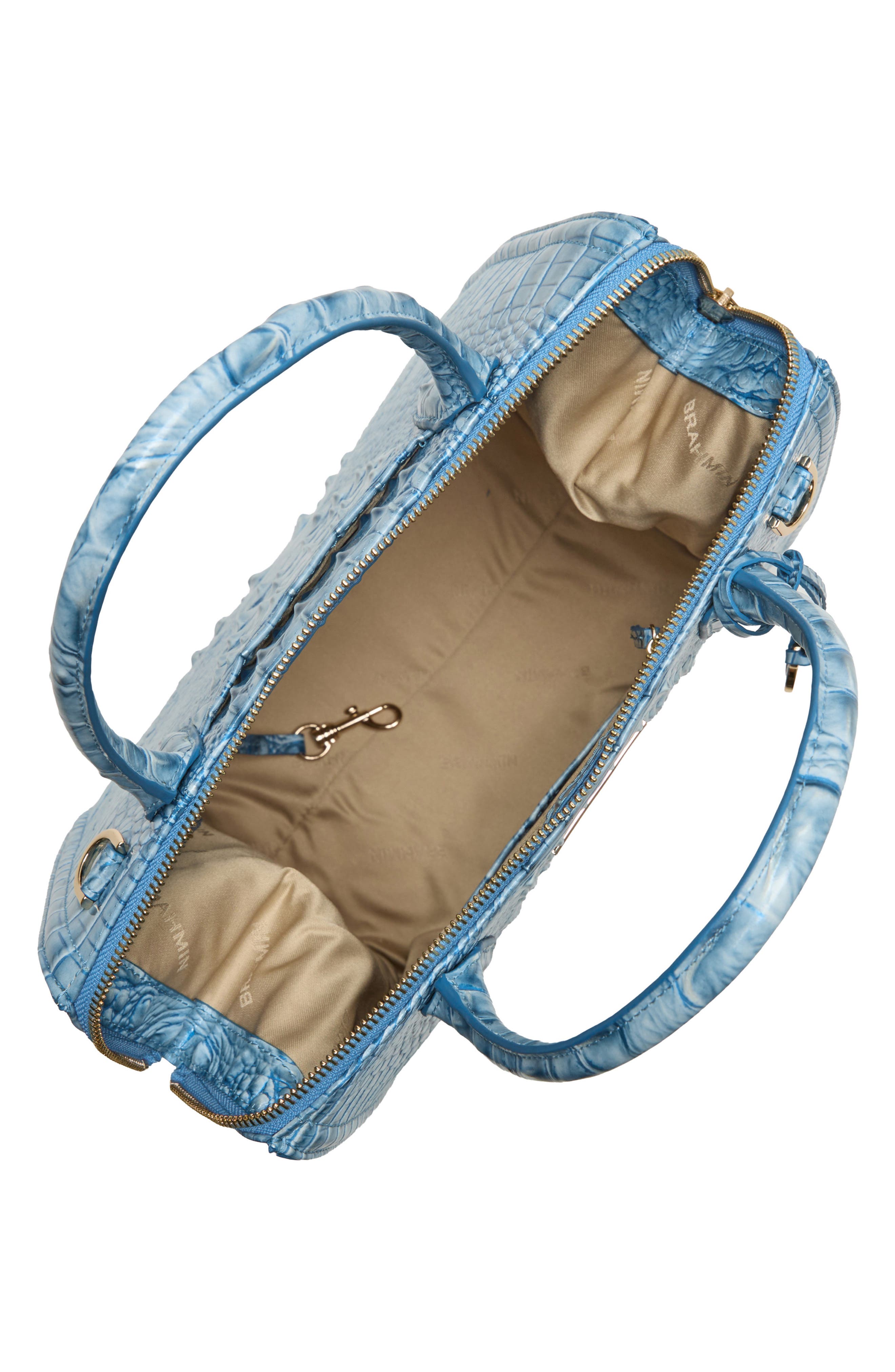 Brahmin Caroline Croc Embossed Leather Satchel, Alternate, color, Aura Blue