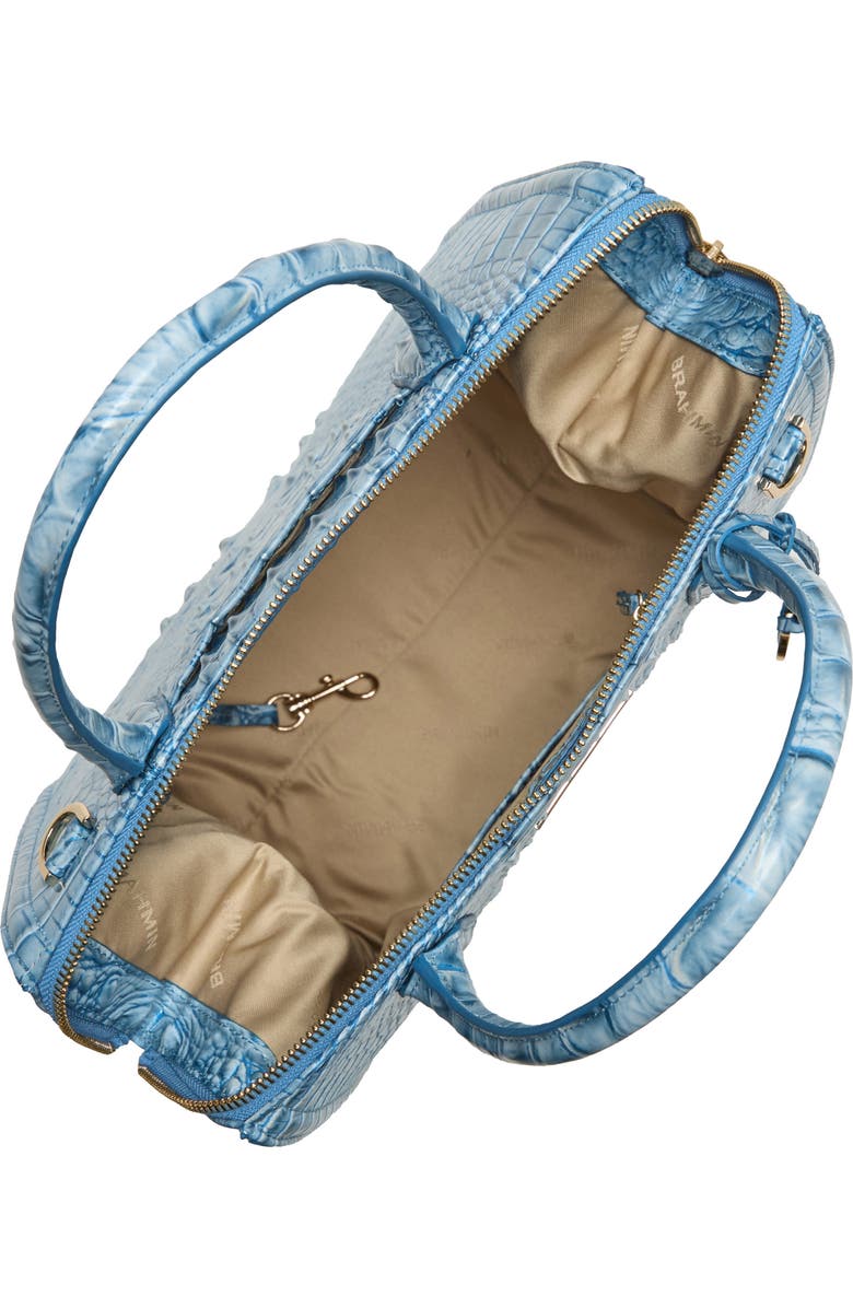 Brahmin Caroline Croc Embossed Leather Satchel, Alternate, color, Aura Blue