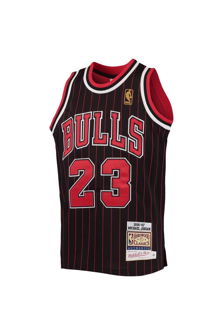 Youth Mitchell & Ness Michael Jordan Black/Red Chicago Bulls 1996-97 Hardwood Classics Authentic Jersey, Alternate, color, Black