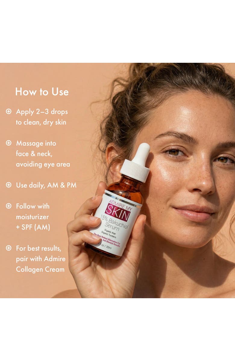 Admire My Skin 15% Bakuchiol Serum Natural Retinol Alternative, Alternate, color, Clear