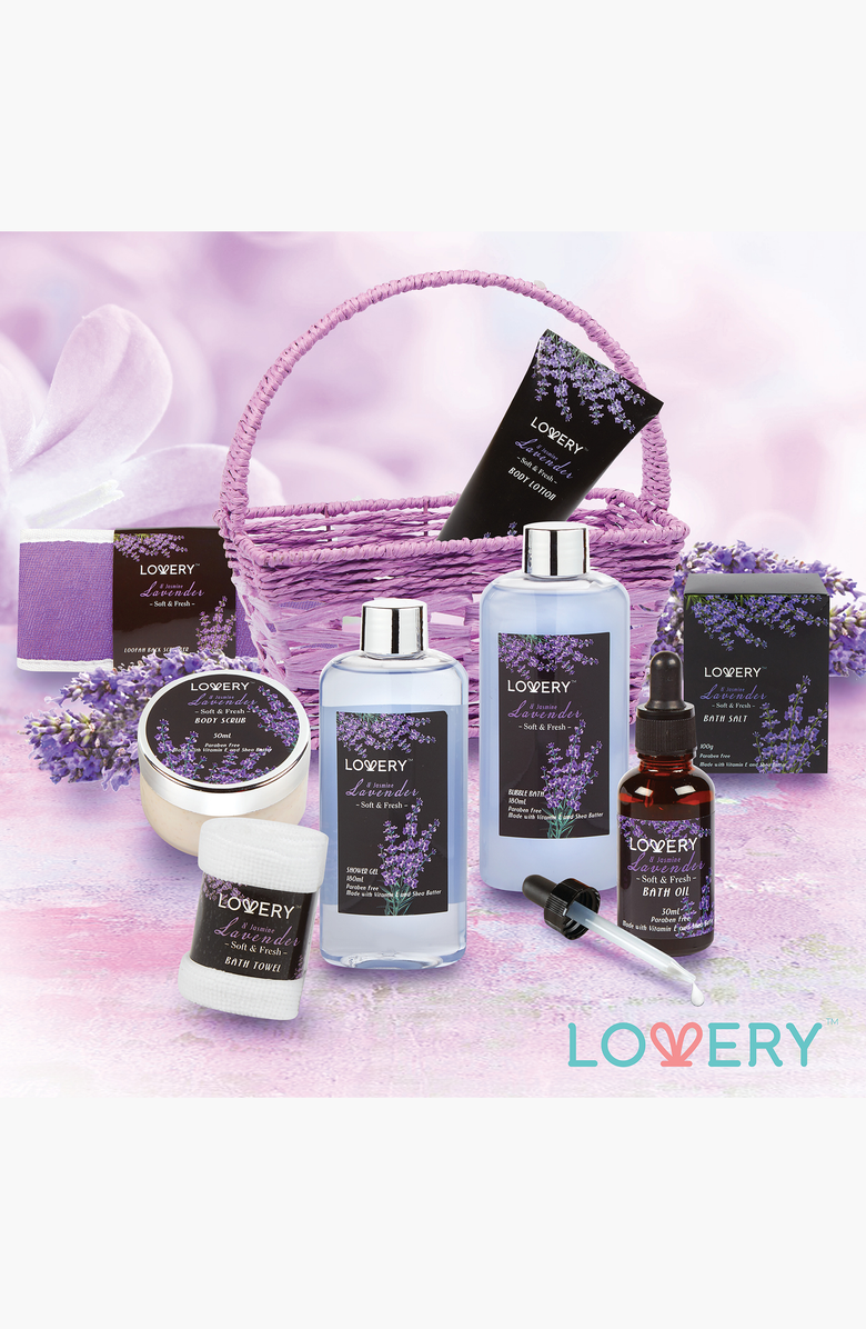 Lovery 9-Piece Home Spa Gift Basket Set, Alternate, color, Lavender / Jasmine
