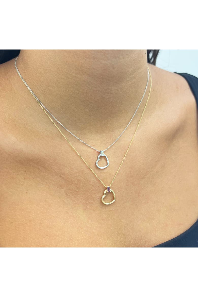Baguette Blue Topaz Open Heart Necklace, Alternate, color, Blue Topaz